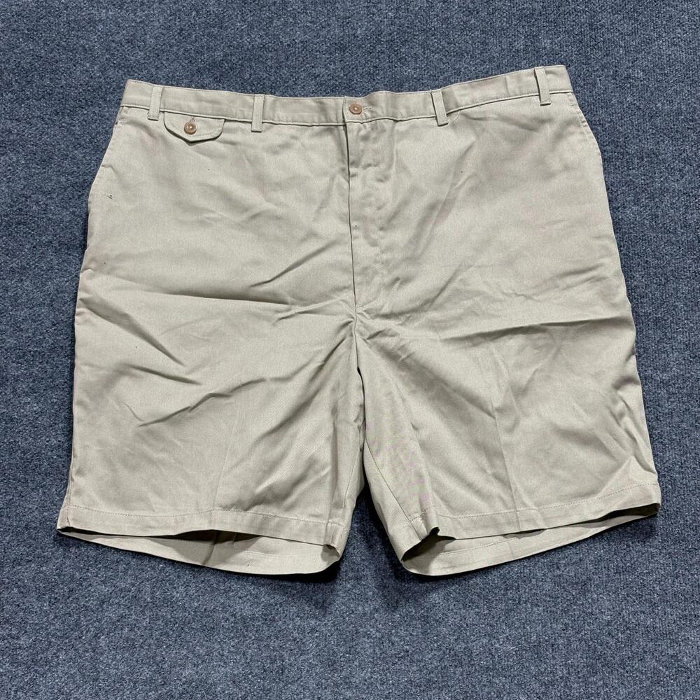 TownCraft Shorts Mens 44 Beige Elastic Waist Chino Cotton Blend Casual Summer